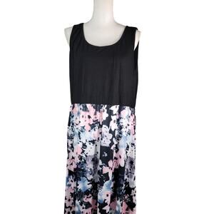 New Bluetine Plus size Dress Summer Boho Floral Print 2XL Blue Resortwear NWT